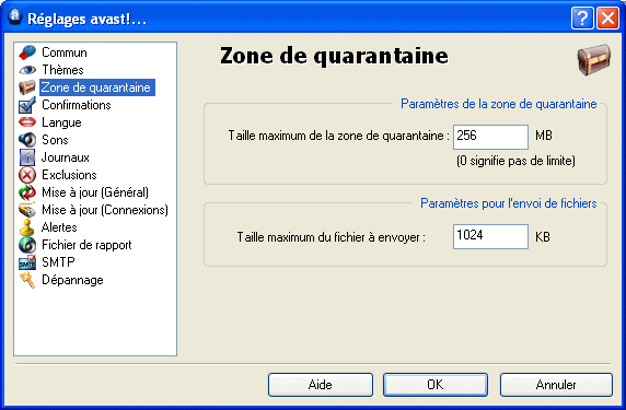 Avast! - Réglages - Paramètres - 3