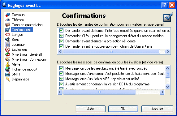 Avast! - Réglages - Paramètres - 4