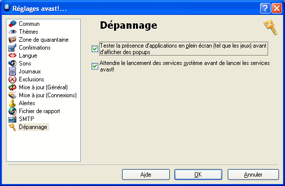Avast! - Réglages - Paramètres - 14