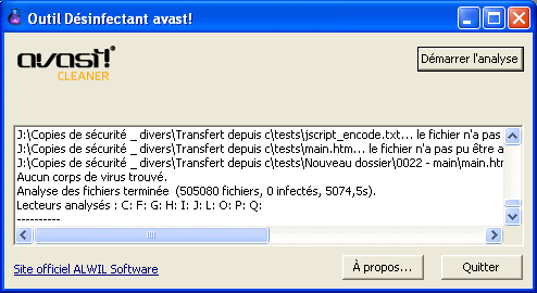 Avats! Virus Cleaner (Désinfectant Avast!)
