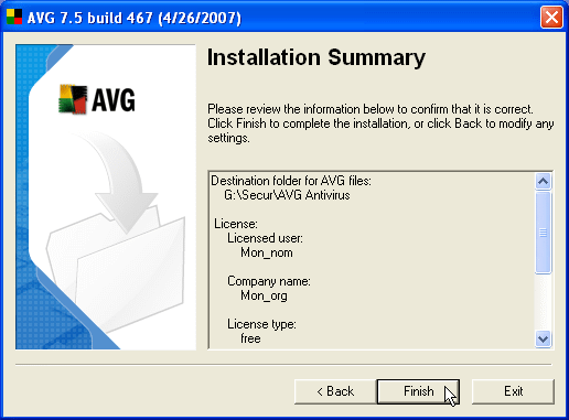 AVG Antivirus - Procédure d'installation