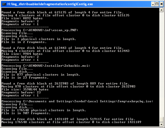 contig sysinternals power defragmenter gui