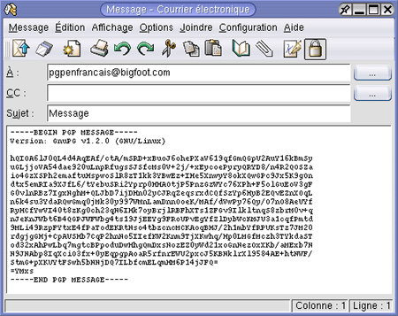 Message crypté au format OpenPGP