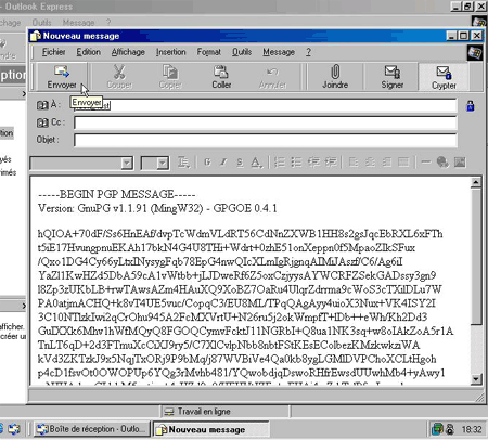 Message crypté au format OpenPGP