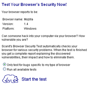 Tests de vulnérabilités en ligne - Browser Security Test