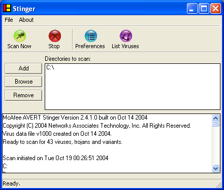 Stinger (McAfee Avert Stinger) - Tutoriel
