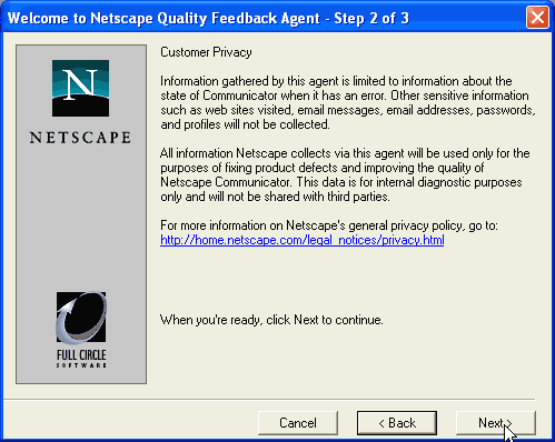 Error reporting tool dans Netscape et Mozilla (moteur Gecko)
