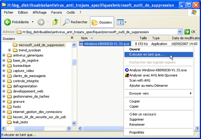 Outil de suppression de logiciels malveillants Microsoft Windows - (KB890830)