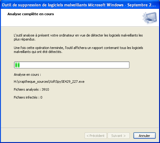 Outil de suppression de logiciels malveillants Microsoft Windows - (KB890830)